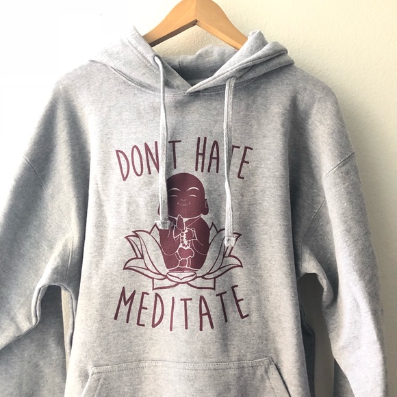 UNISEX-FRENCH TERRY HOODIE "DON'T HATE MEDITATE - Picture 4 of 7